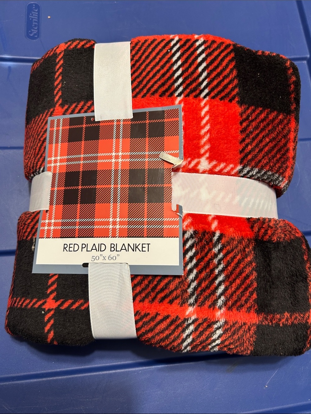 Red Plaid Blanket - Cozy Red and Black Throw 50 by 60 - Picture 2 of 3